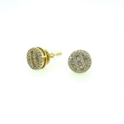 Round Baguette and Round Stone Sterling Silver Earring