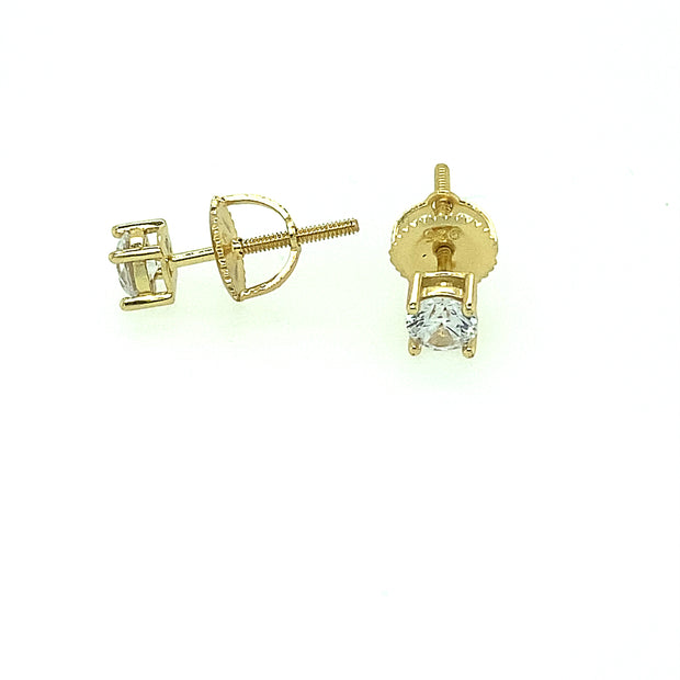 925 Sterling Silver Round Shaped Solitaire Stud Earring 4MM