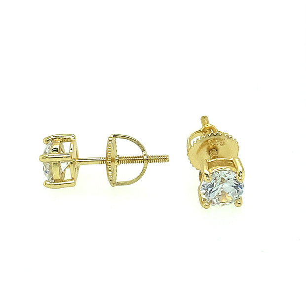 925 Sterling Silver Round Shaped Solitaire Stud Earring 5MM