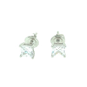 925 Sterling Silver Square Shaped Solitaire Stud Earring 3MM