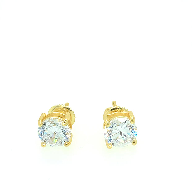 925 Sterling Silver Round Shaped Solitaire Stud Earring 8MM