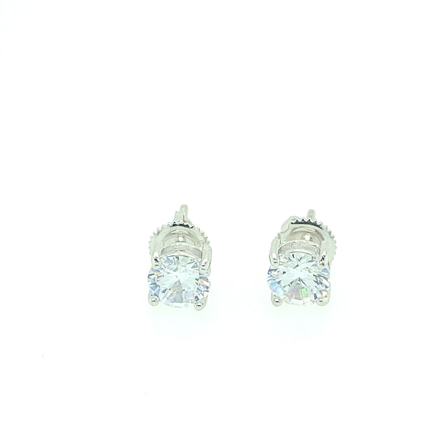 925 Sterling Silver Round Shaped Solitaire Stud Earring 7MM