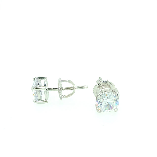 925 Sterling Silver Round Shaped Solitaire Stud Earring 7MM
