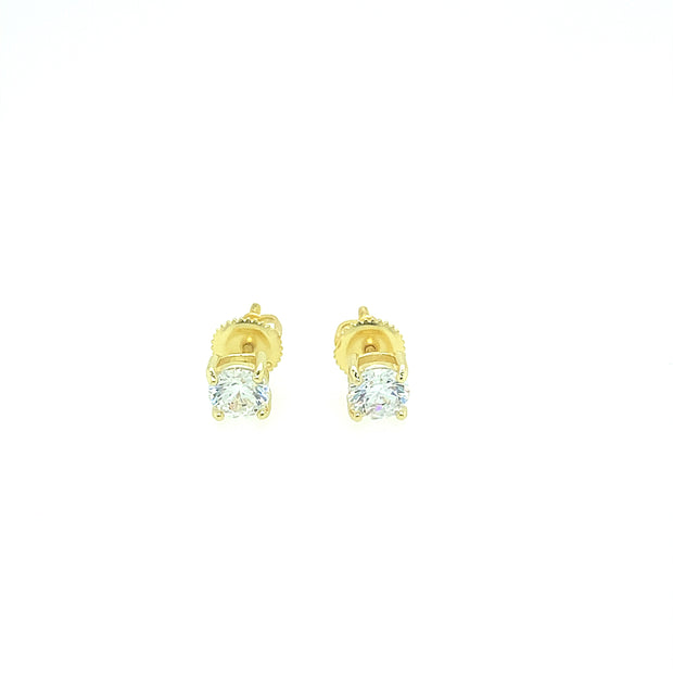 925 Sterling Silver Round Shaped Solitaire Stud Earring 7MM