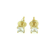925 Sterling Silver Square Shaped Solitaire Stud Earring 4MM