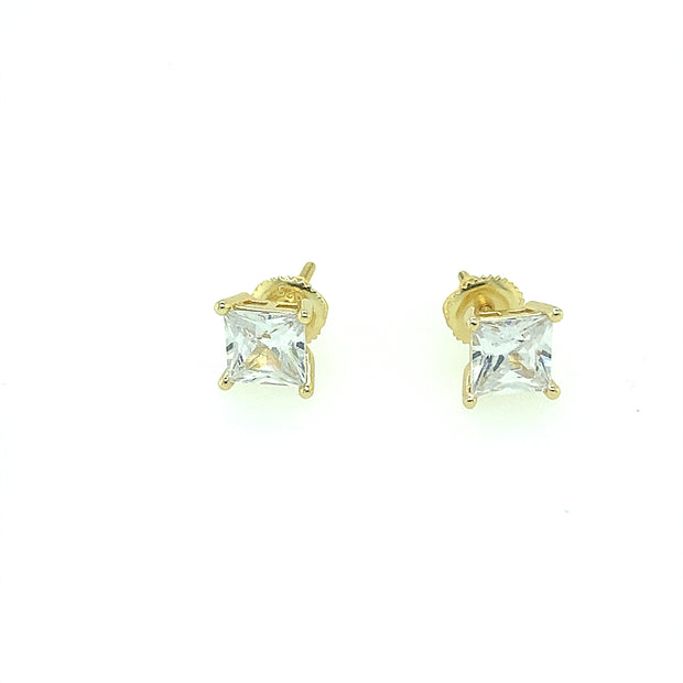 925 Sterling Silver Square Shaped Solitaire Stud Earring 5MM