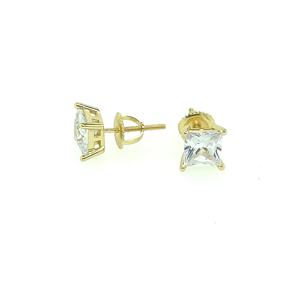 925 Sterling Silver Square Shaped Solitaire Stud Earring 5MM