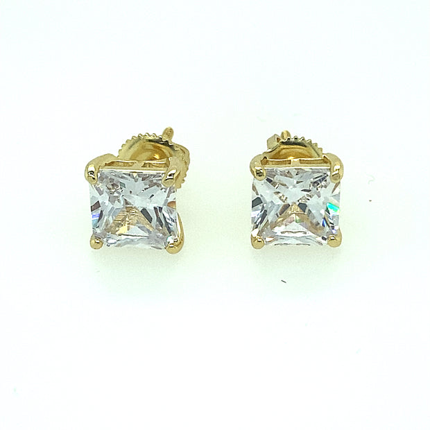 925 Sterling Silver Square Shaped Solitaire Stud Earring 6MM