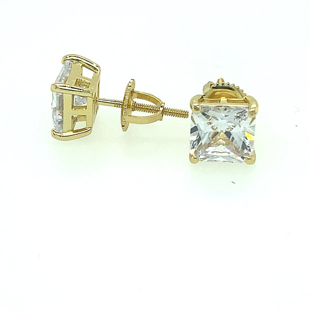 925 Sterling Silver Square Shaped Solitaire Stud Earring 6MM
