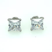 925 Sterling Silver Square Shaped Solitaire Stud Earring 6MM