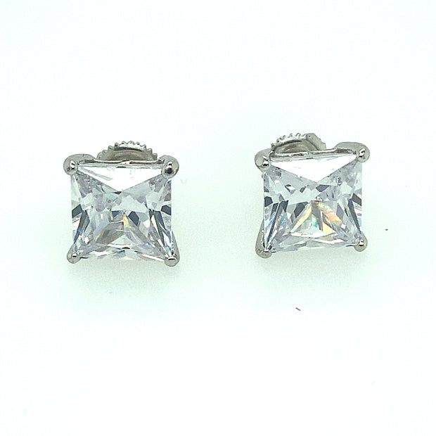 925 Sterling Silver Square Shaped Solitaire Stud Earring 6MM