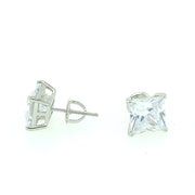925 Sterling Silver Square Shaped Solitaire Stud Earring 6MM