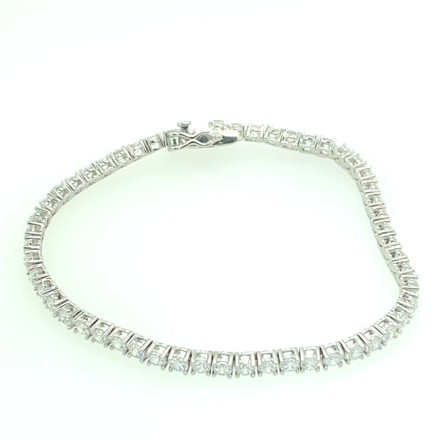 925 Sterling Silver Square Tennis Bracelet 3MM