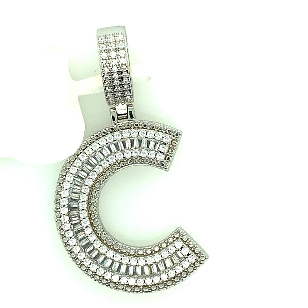 Silver Straight Baguette Initials