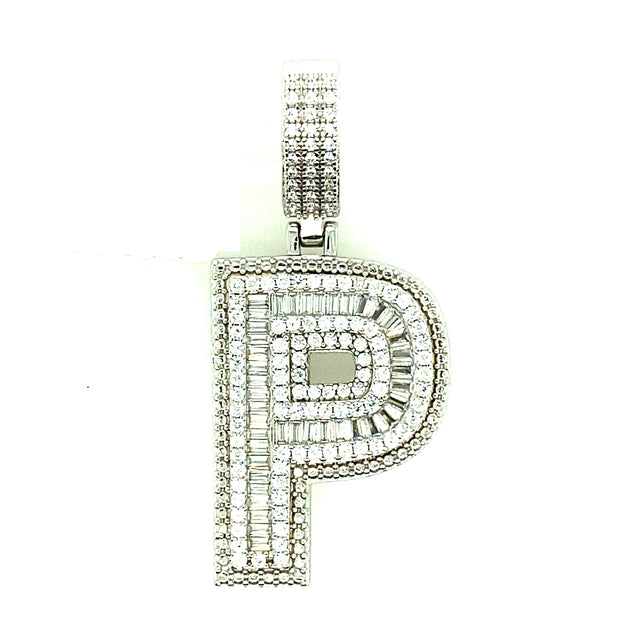 Silver Straight Baguette Initials