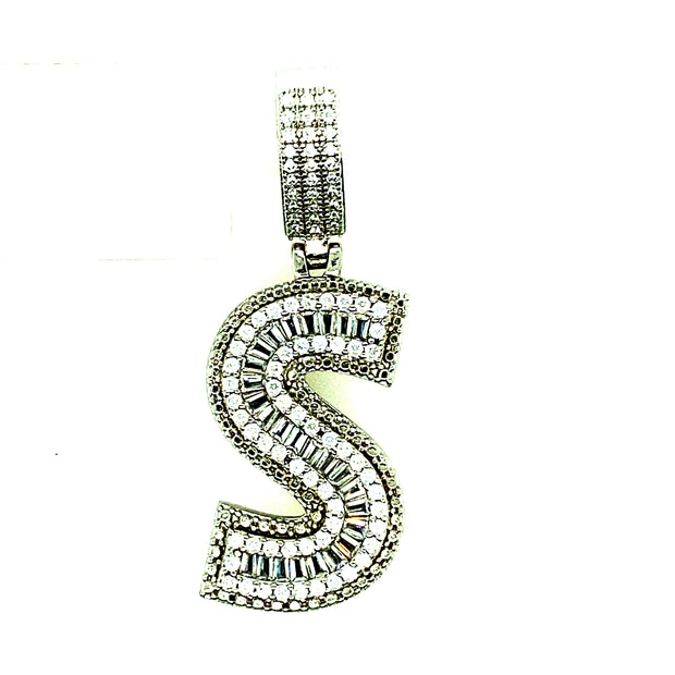 Silver Straight Baguette Initials