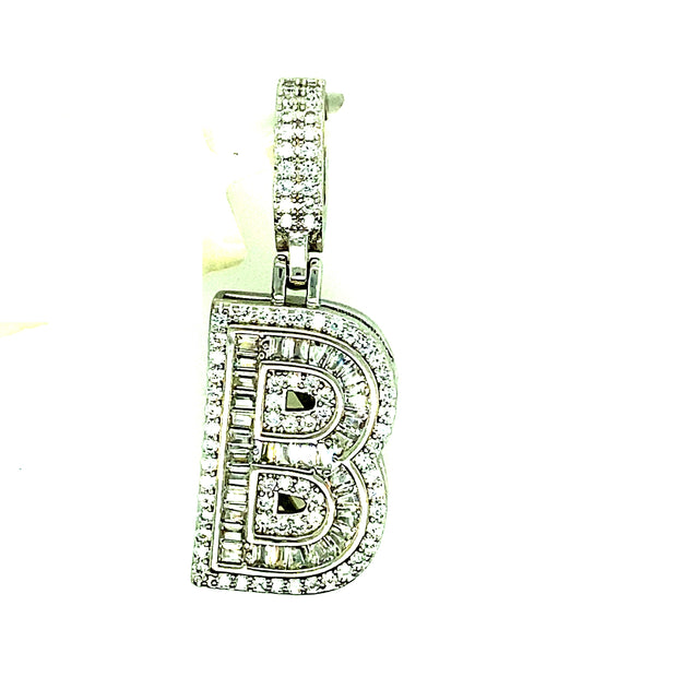 Silver Round Baguette Initials