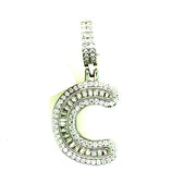 Silver Round Baguette Initials