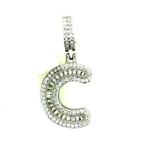 Silver Round Baguette Initials