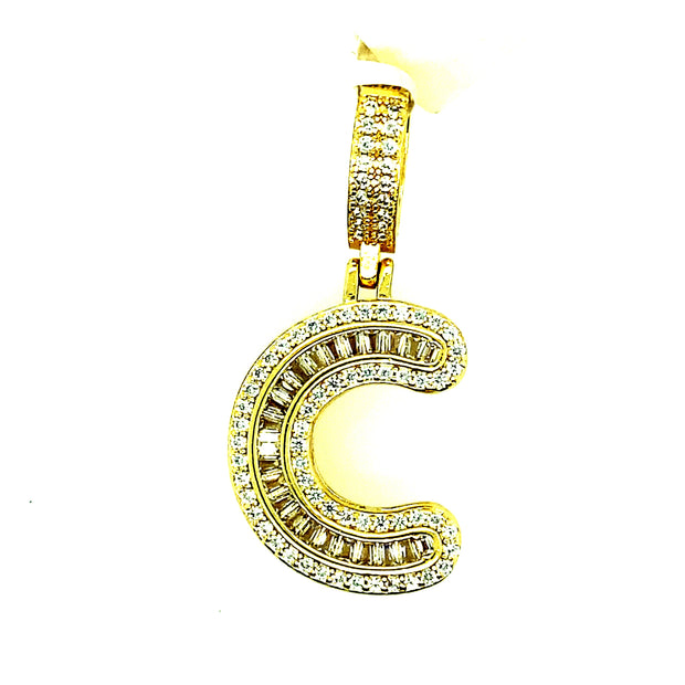 Silver Round Baguette Initials