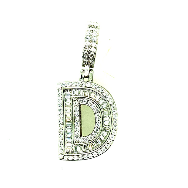 Silver Round Baguette Initials