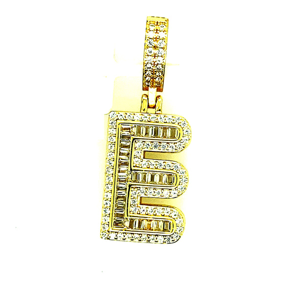 Silver Round Baguette Initials