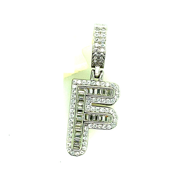 Silver Round Baguette Initials