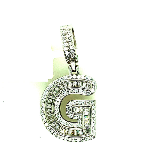 Silver Round Baguette Initials