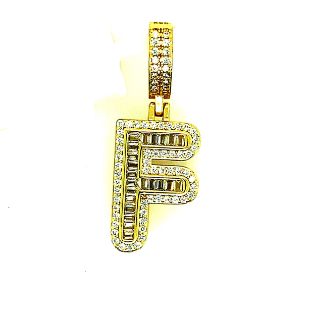 Silver Round Baguette Initials