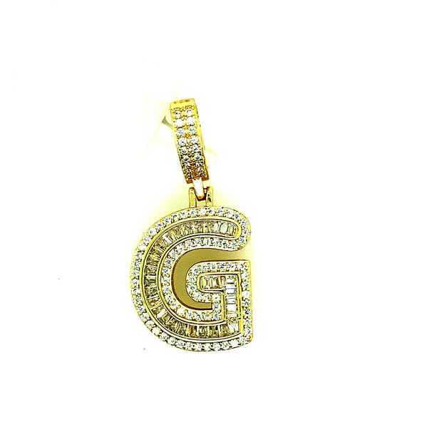 Silver Round Baguette Initials