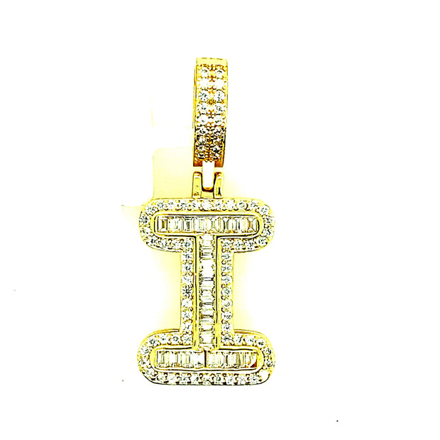 Silver Round Baguette Initials
