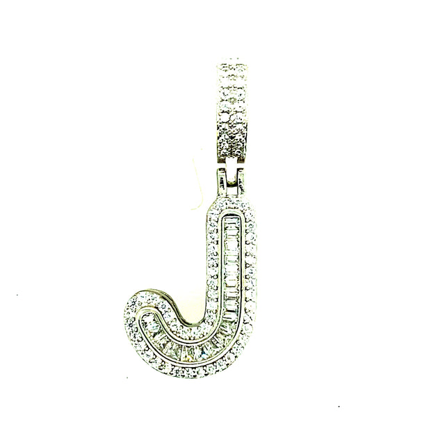 Silver Round Baguette Initials