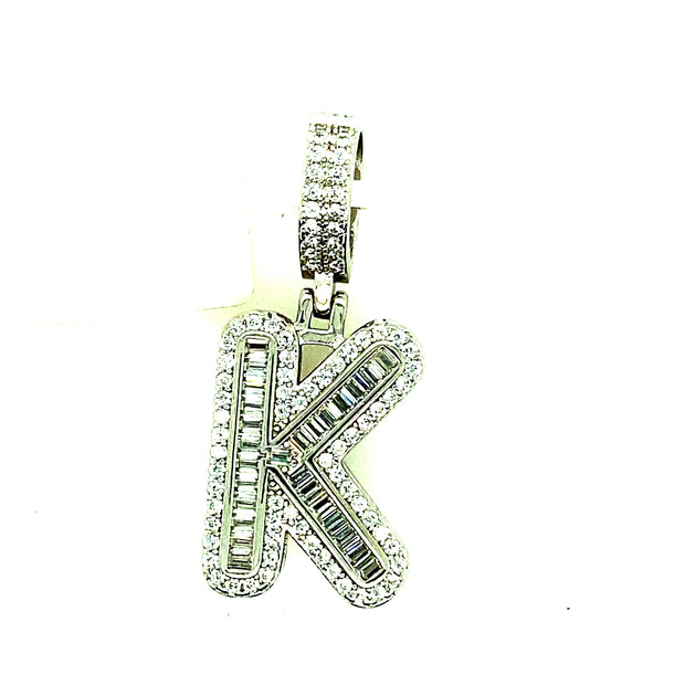 Silver Round Baguette Initials