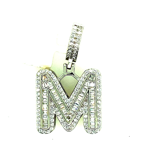 Silver Round Baguette Initials