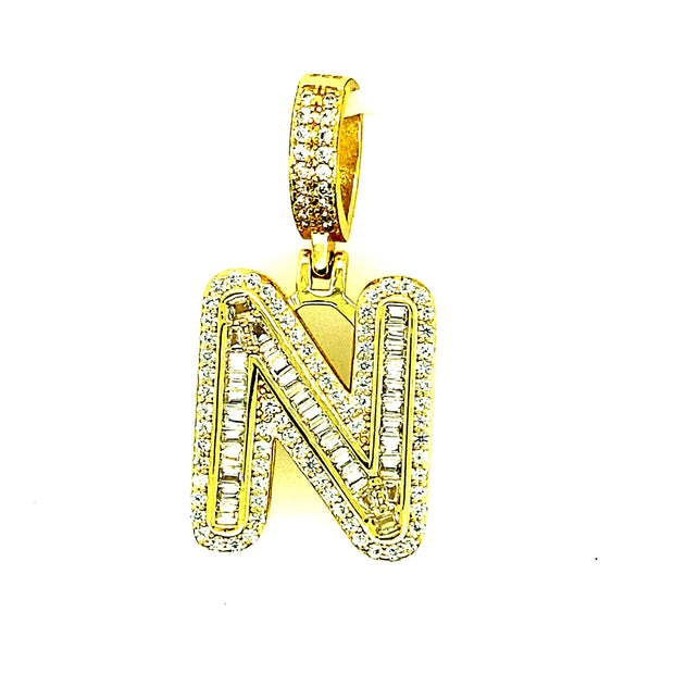 Silver Round Baguette Initials