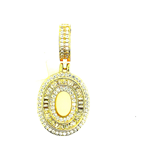 Silver Round Baguette Initials