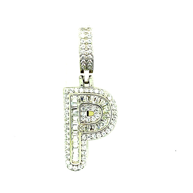 Silver Round Baguette Initials