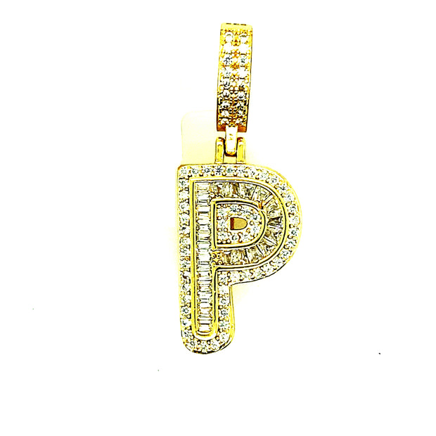 Silver Round Baguette Initials