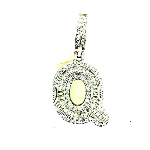 Silver Round Baguette Initials