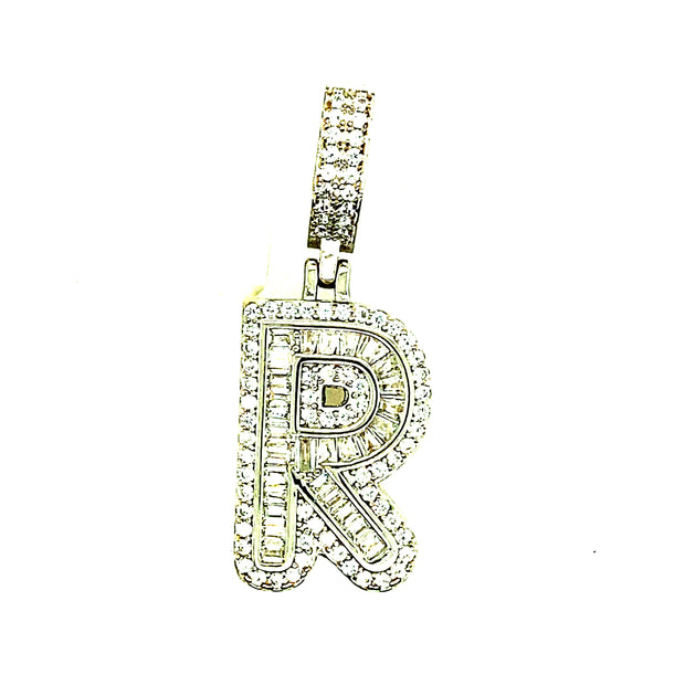 Silver Round Baguette Initials