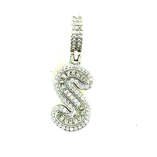 Silver Round Baguette Initials