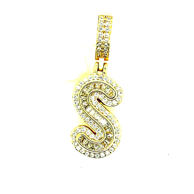 Silver Round Baguette Initials