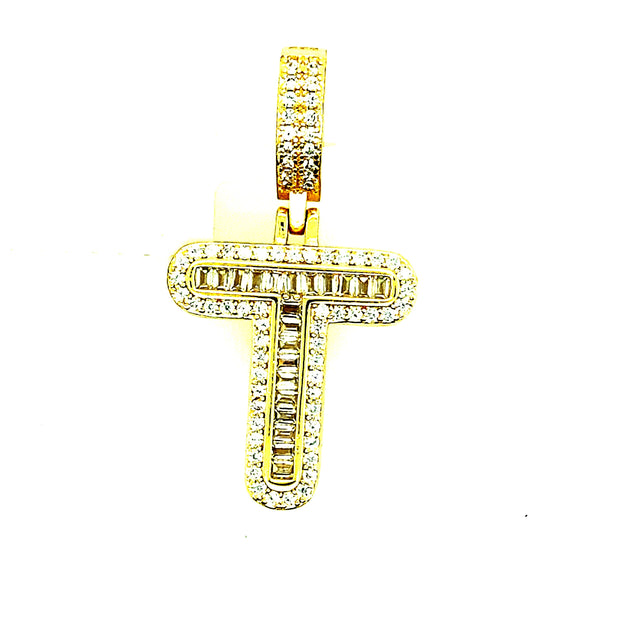 Silver Round Baguette Initials