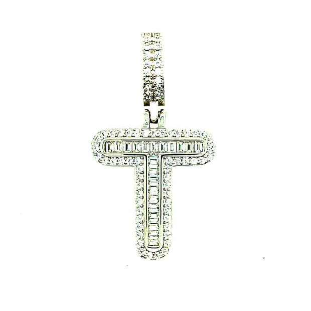 Silver Round Baguette Initials