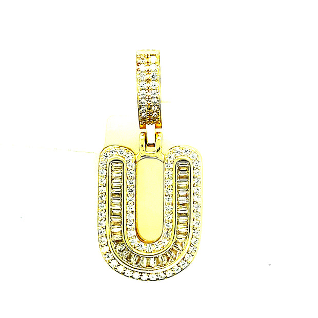 Silver Round Baguette Initials