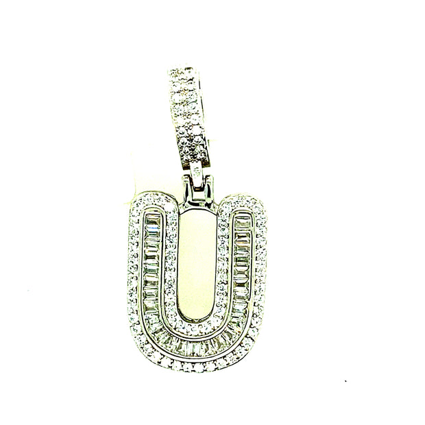 Silver Round Baguette Initials