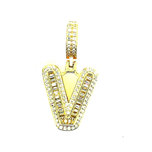 Silver Round Baguette Initials