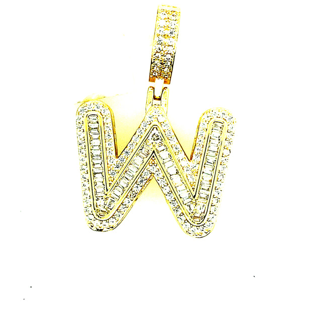 Silver Round Baguette Initials
