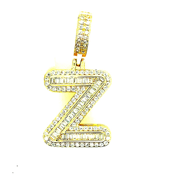 Silver Round Baguette Initials