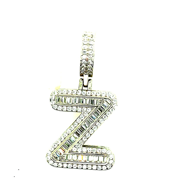 Silver Round Baguette Initials